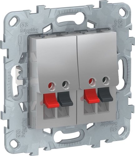 Розетка аудио без рамки Schneider Electric Unica New 2-м. алюминий картинка